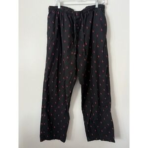 Polo Ralph Lauren Sleep Pants Mens Medium Lounge Sleepwear Black Red Pony Cotton